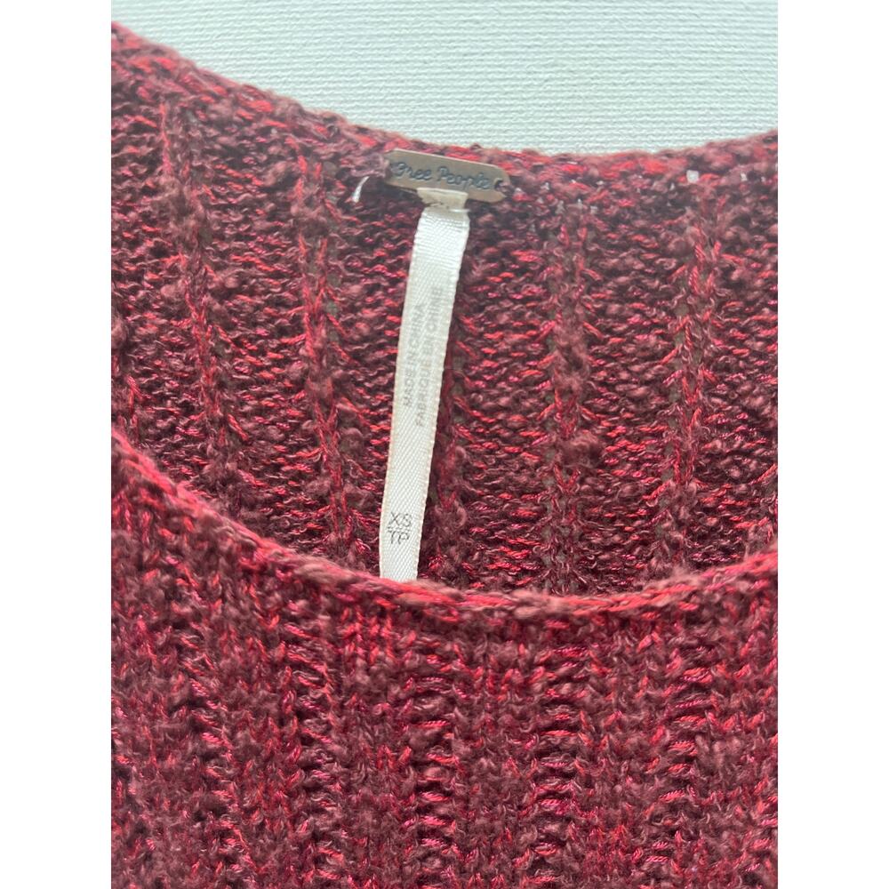 FREE PEOPLE Maroon Knit Waterfall Ruffle Dress Size XS - Picture 3 of 7